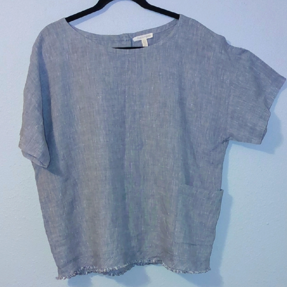 Eileen Fisher Boxy Blue Top